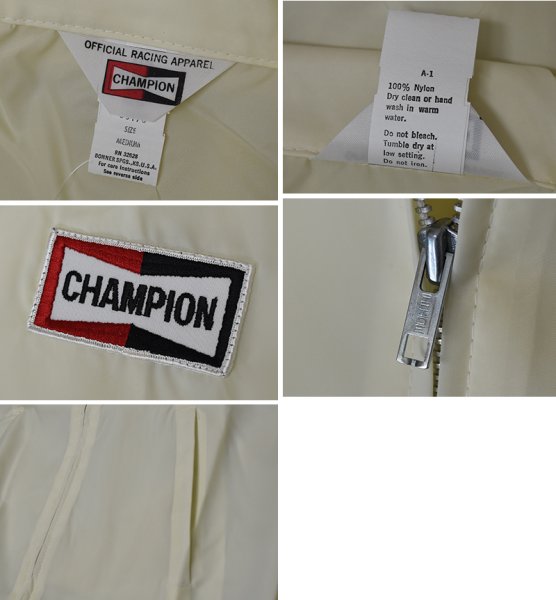 画像2: 【デッドストック】【チャンピオン】【CHAMPION】【レーシングジャケット】【クリーム】【ナイロン100%】【サイズM】  (2)