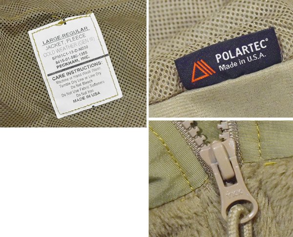 画像2: 【程度良好】【USA製】【米軍】【ECWCS GEN3】【LEVEL3】【POLARTEC】【ポーラテック】【タンカラー】【フリースジャケット】【サイズL-R】 (2)