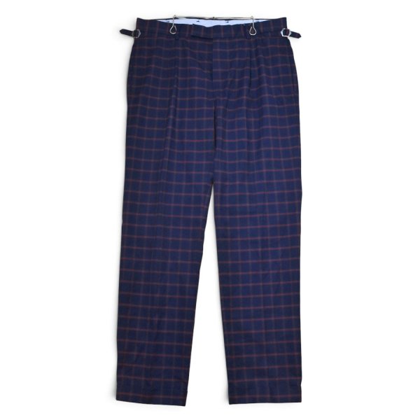 画像1: 【ブルックスブラザーズ】【Brooks Brothers】【紺×赤チェック】【1タック】【スラックス】【サイドアジャスター】【W34】  (1)