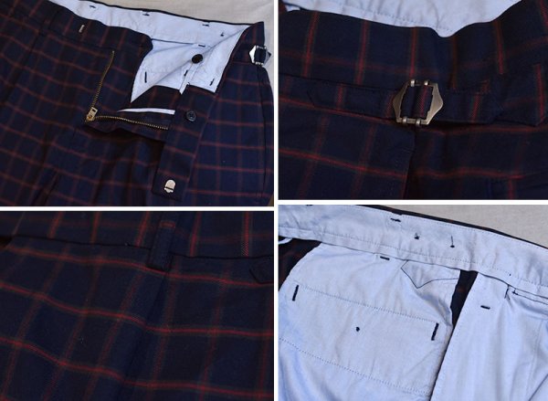 画像3: 【ブルックスブラザーズ】【Brooks Brothers】【紺×赤チェック】【1タック】【スラックス】【サイドアジャスター】【W34】  (3)