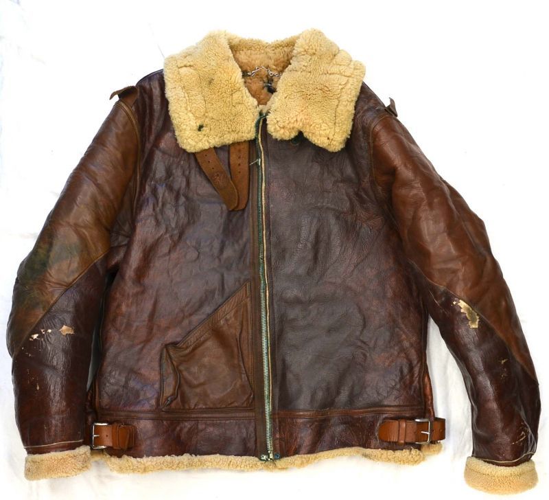 ハトメのタロンが付いた初期のｂ ３ ビンテージ 米軍実物 30 S Usaaf B 3 ボマージャケット エアロレザー ４２ｒ 八千代の古着屋