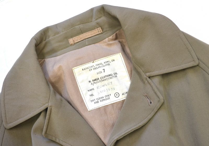 60 S ビンテージ ブリティッシュアーミー イギリス軍 ステンカラーコート レインコート サイズ7 八千代の古着屋 60 S ビンテージ ブリティッシュアーミー イギリス軍 ステンカラーコート レインコート サイズ7 八千代の古着屋