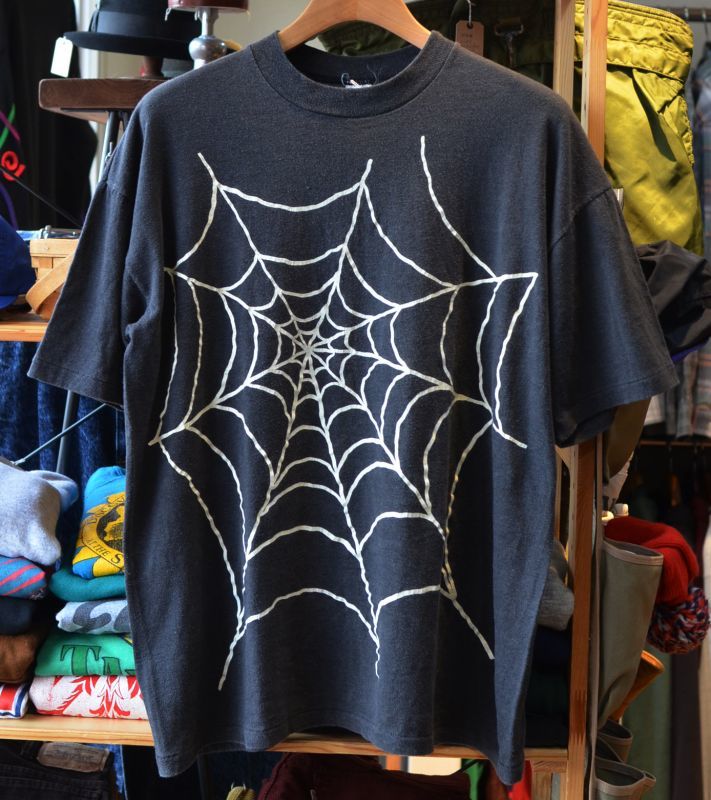 USA製 80s 蜘蛛の巣 スパイダーウェブ Tシャツ ブラック 黒 半袖