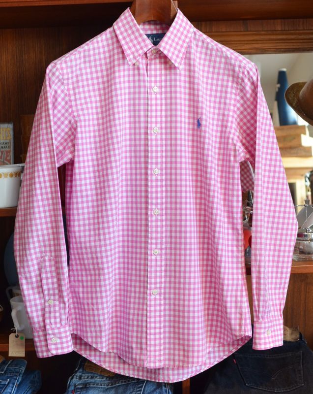 ラルフローレン カスタムフィット ピンク ギンガムチェック ボタンダウンシャツ Polo Ralph Lauren サイズｓ 八千代の古着屋