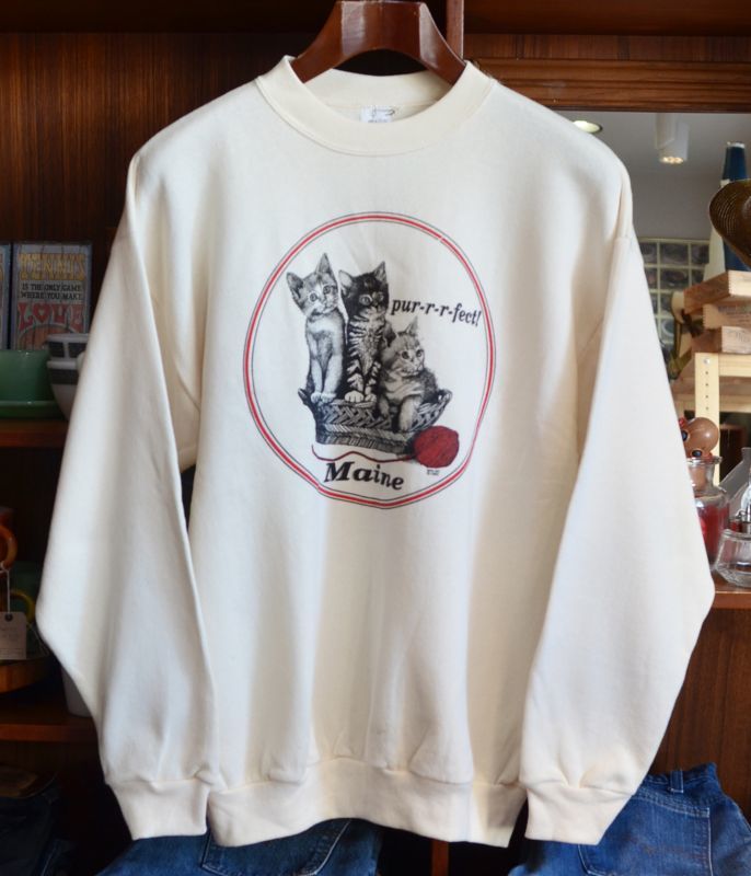 90 S ビンテージ 猫 スウェット サイズl 八千代の古着屋