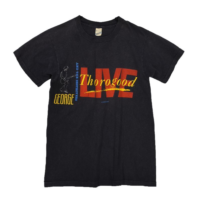 80’s【USA製】【ビンテージ】【スクリーンスターズ】ジョージ・サラグッド＆ザ・デストロイヤーズ【GEORGE  Thorogood】【バンドＴシャツ】【黒】ロックＴシャツ 【サイズＭ】