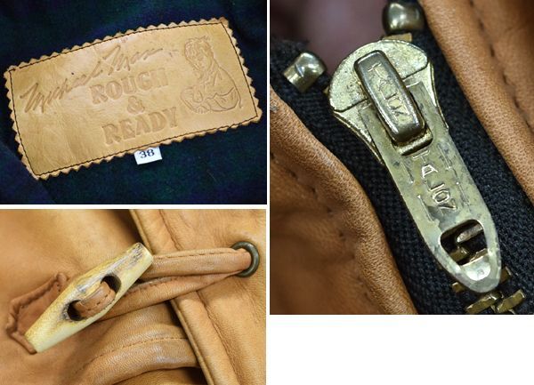 ビンテージ】【ROUGH&READY】【ブラウン×チェック】【レザー】【レザー