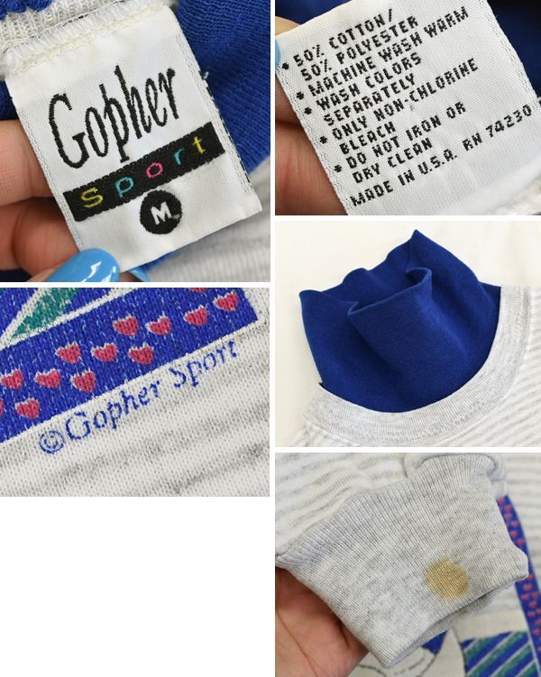 ビンテージ】USA製【Gopher sports】【グレー ボーダー×青