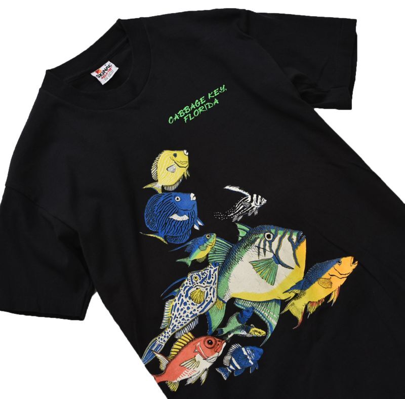 90’ｓ【USA製】【ビンテージ】【黒】【熱帯魚】【Ｔシャツ】【サイズＳ】