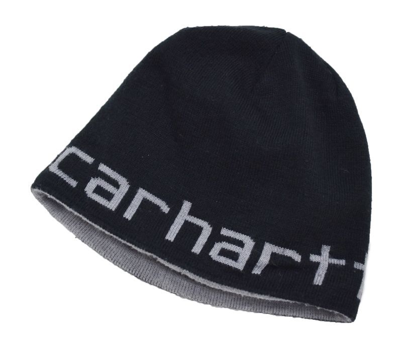 carhartt】【カーハート】【グレー×黒】【ロゴ】【ニットキャップ