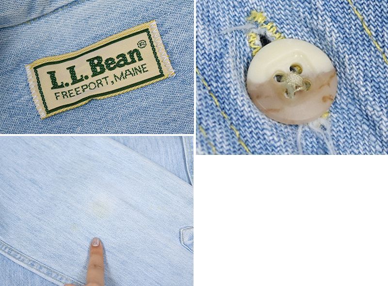 【ビンテージ】【オールド】【L.L.Bean】【ＬＬビーン】【デニムシャツ】【サイズＭ】