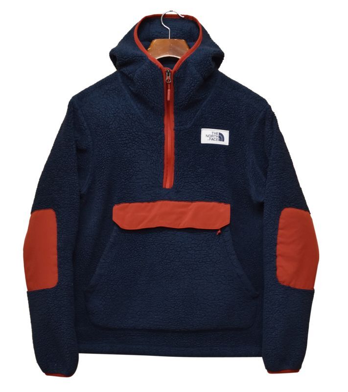 ノースフェイス【the north face】【ハーフジップ】【紺×赤】【プルオーバーフリース】【フリースパーカー】【サイズS】