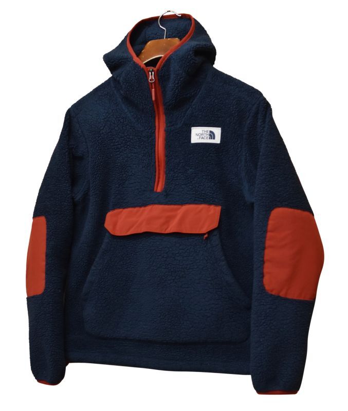 ノースフェイス【the north face】【ハーフジップ】【紺×赤】【プルオーバーフリース】【フリースパーカー】【サイズS】