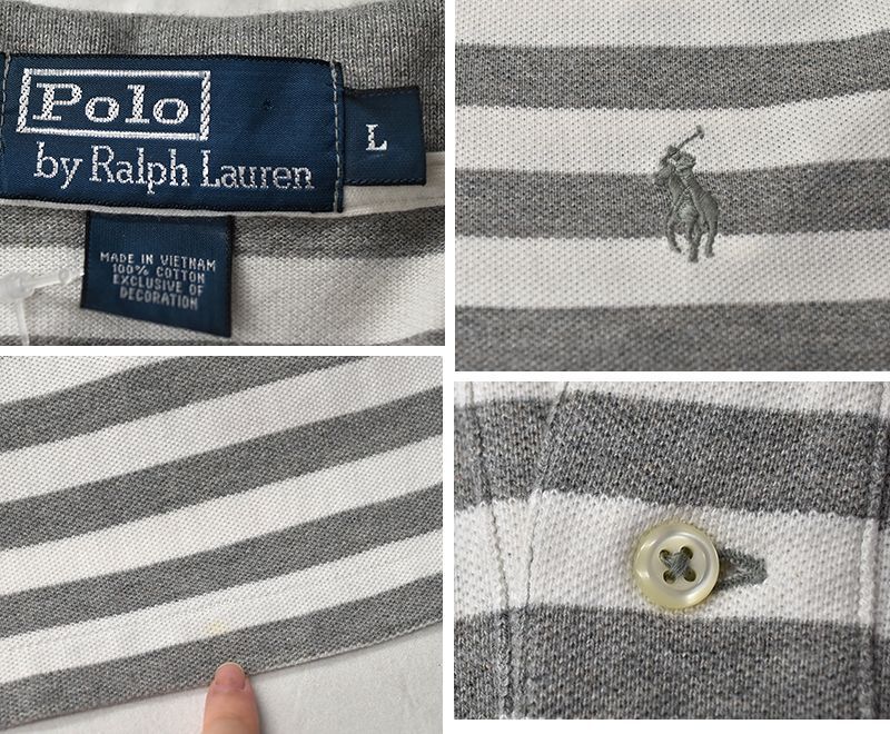 ラルフローレン】【POLO ralph lauren】【白×グレー】【ボーダー柄