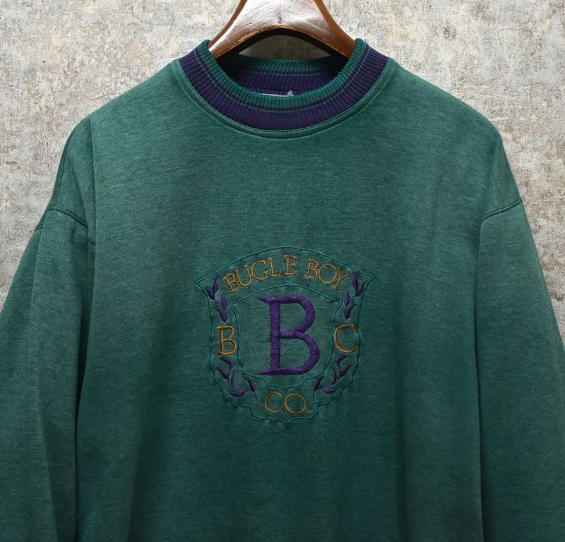 ビンテージ】【BUGLE BOY COMPANY】【緑ｘ紫リブ】【ロゴ刺繍