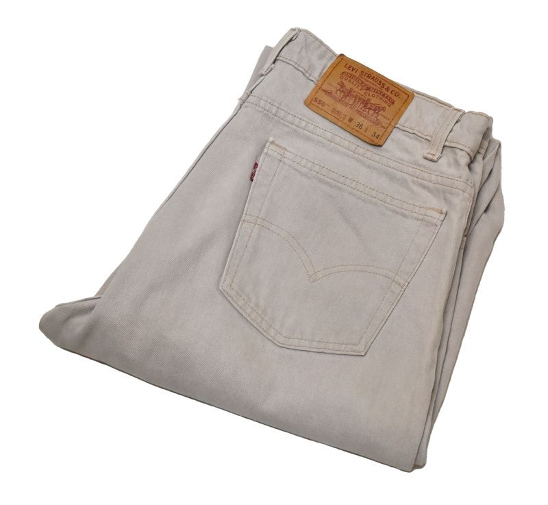 USA製【ビンテージ】【LEVI'S】【リーバイス】【550】【550】【ベージュグレー】【デニムパンツ】【36x34】