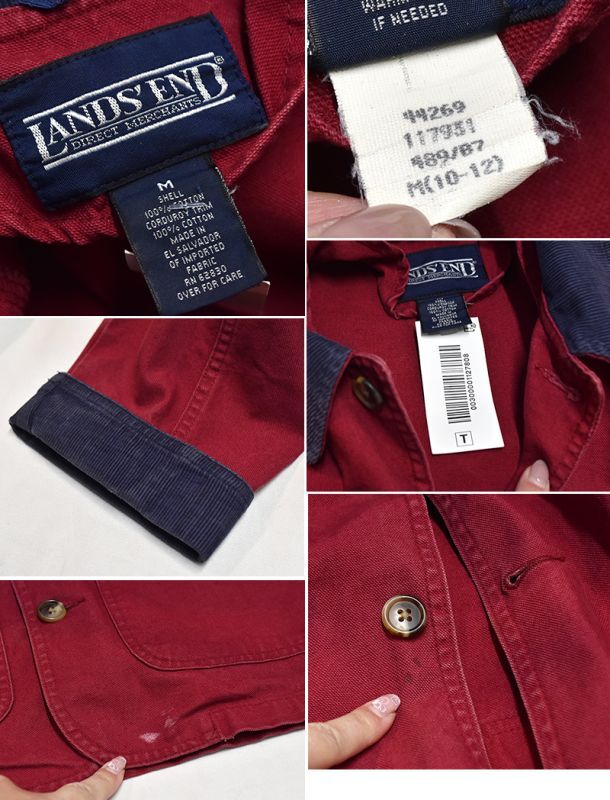 ランズエンド】【LANDS' END】エンジ×紺【ハンティング