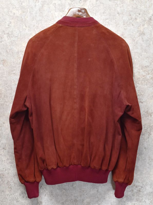 【イタリー製】【ビンテージ】【LONGHI】【ロンギ】【エンジ×グレー】【リバーシブル】【スエードブルゾン】【ジップアップブルゾン】【サイズ52】