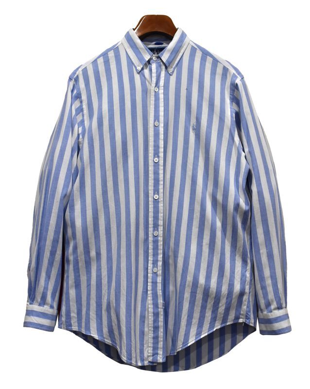 【Ralph lauren】【オールドラルフローレン】【白x水色】【ストライプ】 【ボタンダウンシャツ】【サイズL】 【Ralph lauren】【オールドラルフローレン】【白x水色】【ストライプ】 【ボタンダウンシャツ】【サイズL】