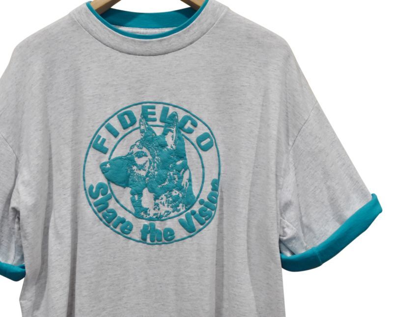 90'ｓ【USA製】ビンテージ【BELTON】ベルトン【FIDELCO share the vision】【犬】ダブル袖【Ｔシャツ】【サイズXL】  千葉県八千代市勝田台の古着屋ノーウェイホーム
