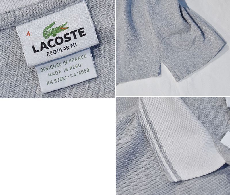 LACOSTE】【ラコステ】【グレー×白襟】【ポロシャツ】【サイズ4