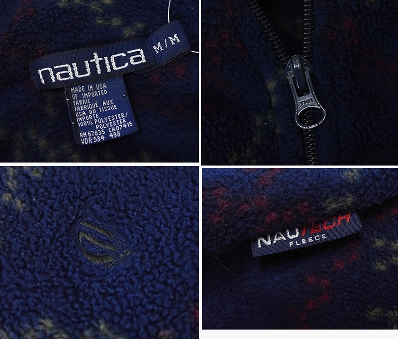 90's USA製【nautica】ノーティカ【紺×チェック】【ハーフジップ