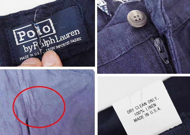 80s POLO Ralph Lauren　2タックパンツ　綿100%　紺　希少 80s USA製 ポロ ラルフローレン ツータック コットン チノ