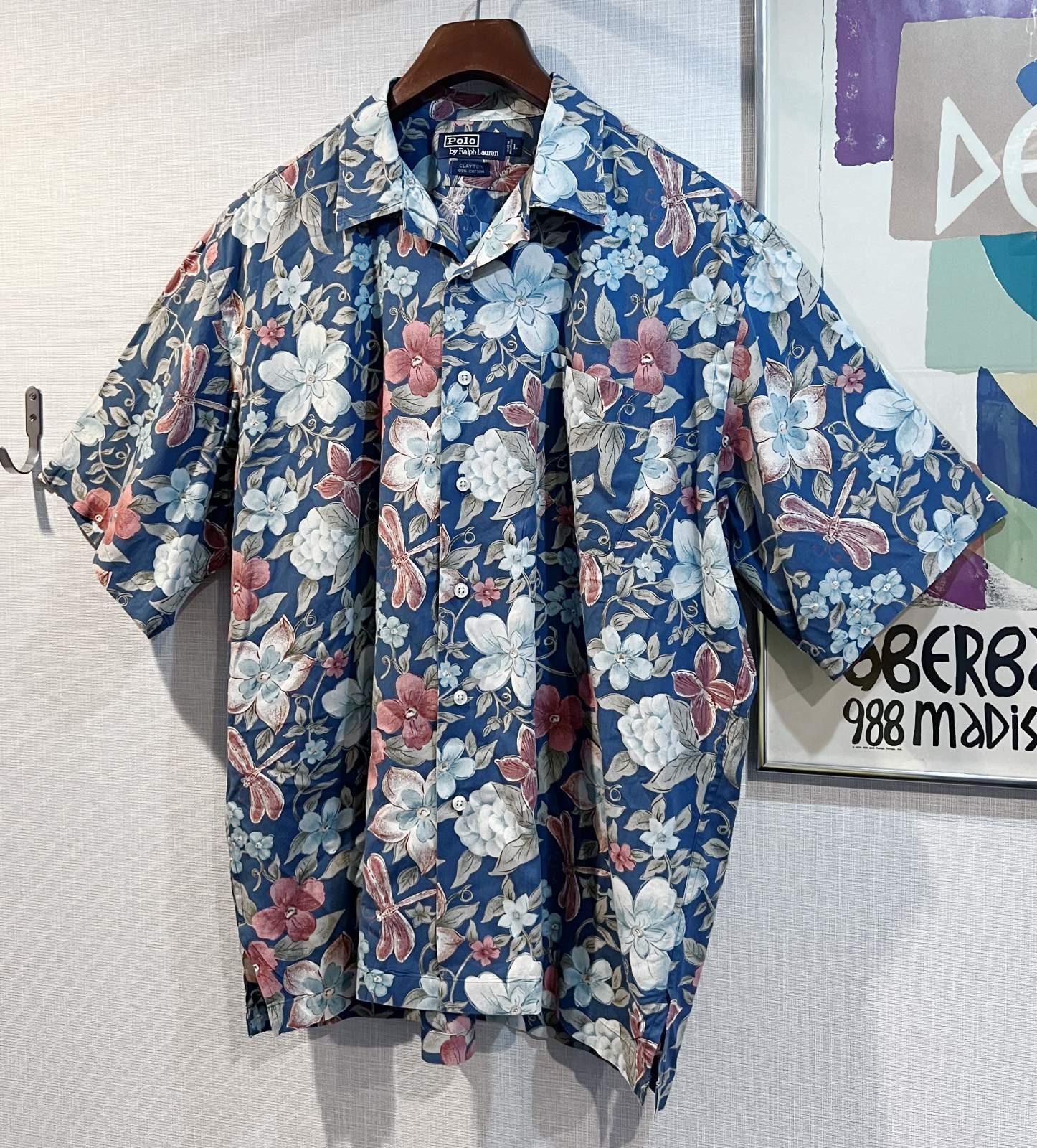 ヒ*ア様 ポロ ラルフローレン 半袖 シャツ XL 総柄 CLAYTON 花柄 90's 【ビンテージ】 POLO RALPH LAUREN【ラルフローレン