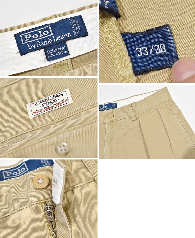 90s ポロラルフローレン ポロチノ 2タック ベージュ ANDREW PANT USED / 90s Polo Ralph Lauren ANDREW PANT ポロチノ ベージュ 34/29