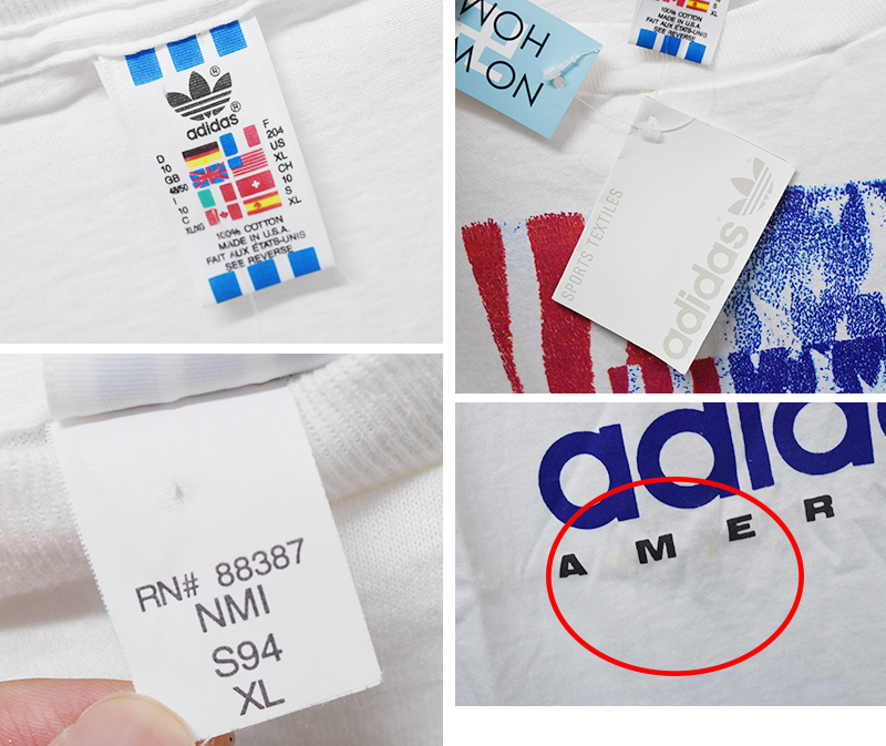 デッドストックadidasアディダスvintageティーシャツ90sヴィンテージ 即決 USA製 90s adidas vintage ビッグロゴ トレフォイル T