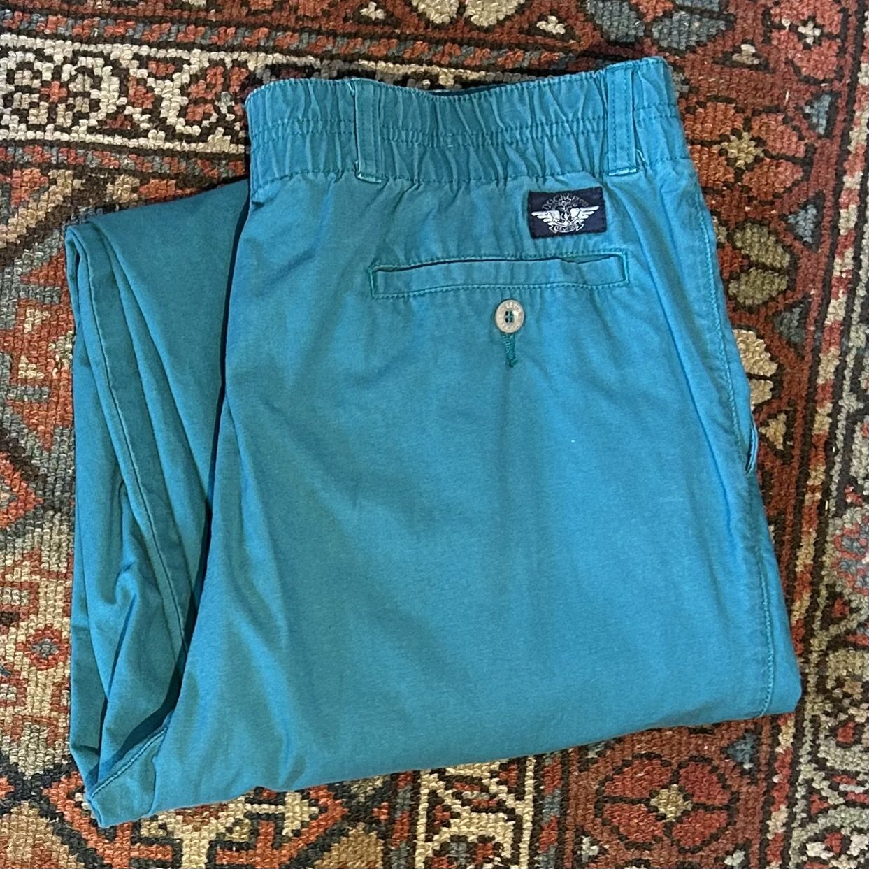 ☆安値美品！［ドゥロワー ］ センタープレスコットンパンツターコイズブルー36 ☆安値美品！［ドゥロワー ］ センタープレスコットンパンツ