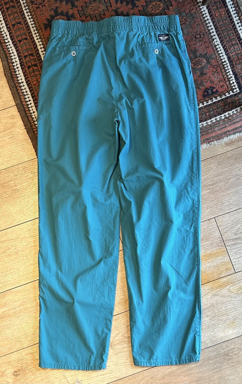 ☆安値美品！［ドゥロワー ］ センタープレスコットンパンツターコイズブルー36 ☆安値美品！［ドゥロワー ］ センタープレスコットンパンツ