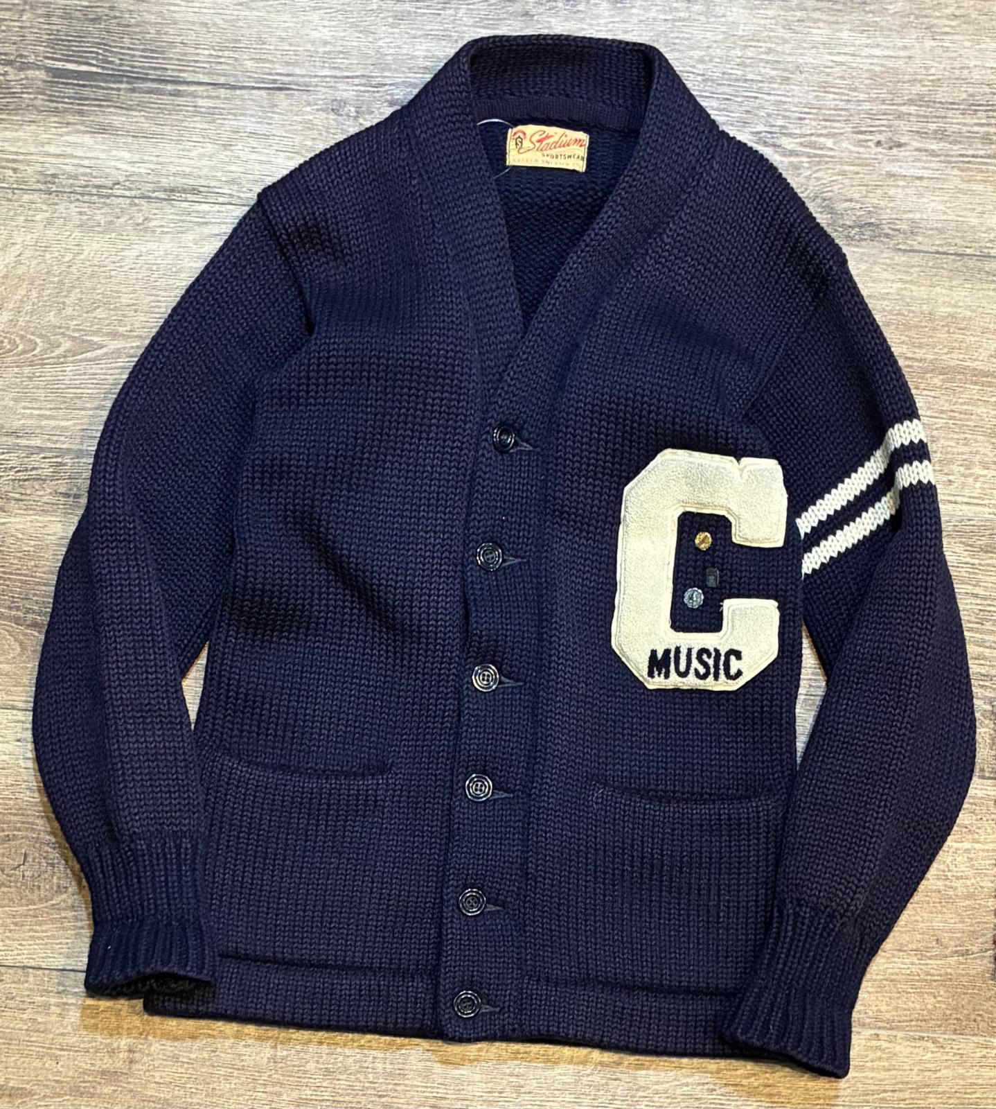 50's【ビンテージ】【Stadium Sportswear】MUSIC【紺】【ウール