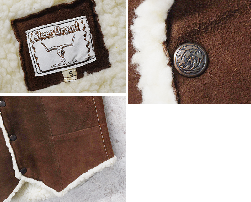 ビンテージベスト 本革 スエード レザー ボア パッチワーク アメカジ