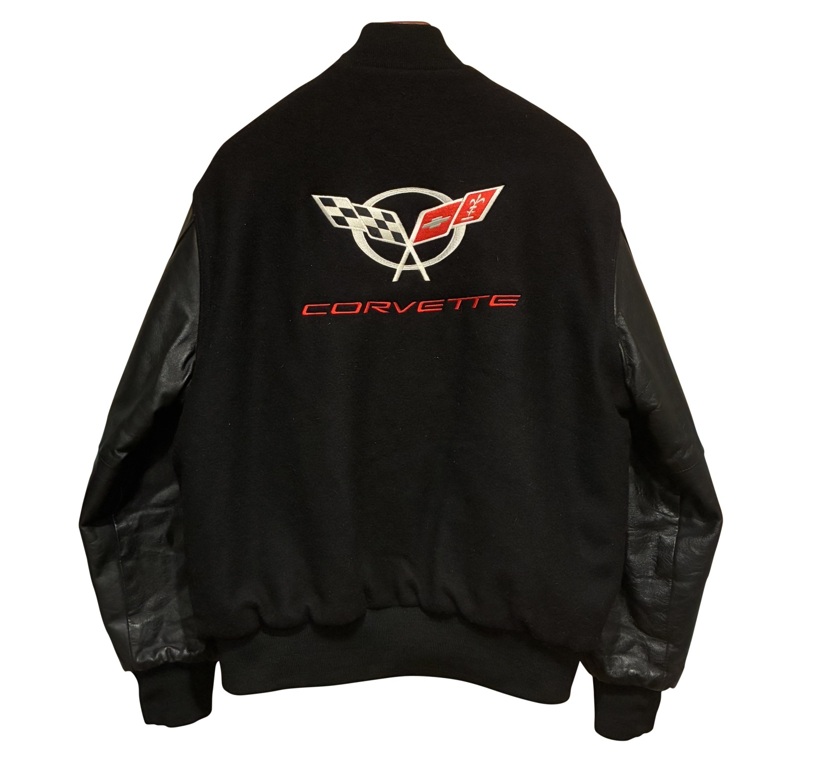 Holloway USA製 袖レザー スタジャン 黒 XL 企業 刺繍 ブラック 90's【USA製】【ビンテージ】【HOLLOWAY】【ホロウェイ】コルベッツ